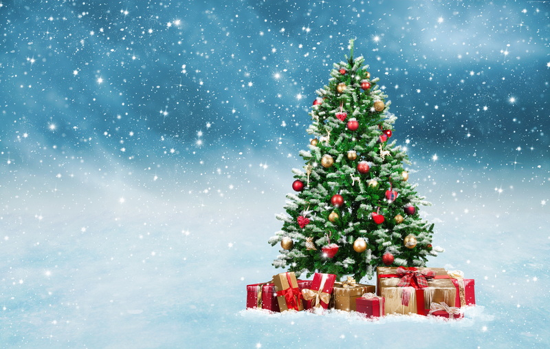 Christmas, New Year, 5K, snow, gifts, fir-tree, 5K