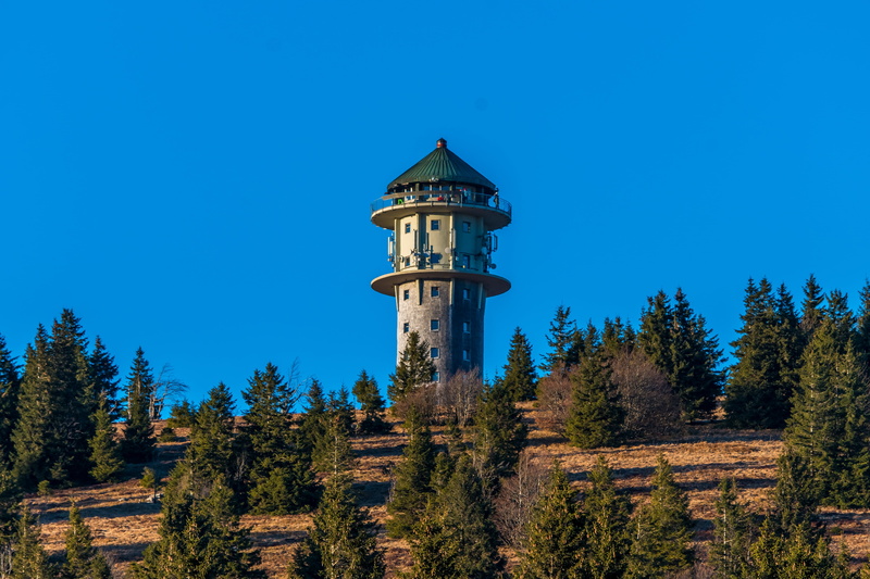 landscape, building exterior, architecture, sky, tranquility, blue, view, security, black forest, lighthouse, building, no people, clear sky, built structure