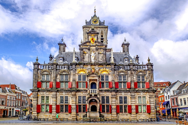 history, 4K, building exterior, red, built structure, delft, architecture, sky, city, day, tourism, travel, nature, the past, cloud - sky, spire, clouds