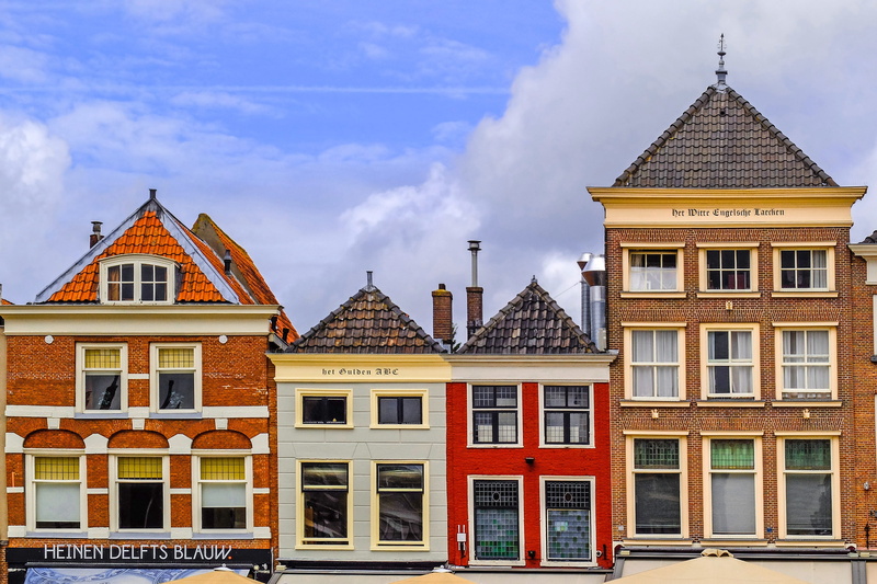 brick, town, delft, no people, spire, building, travel destinations, cityscape, sky, house, architecture, the past, window, row house, day, history, holland