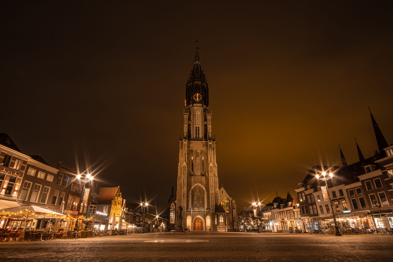 netherlands, the netherlands, downtown, the past, place of worship, long exposure, sky, church, town, lights, building exterior, nature, night, no people
