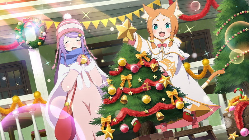 tail, animal ears, anime girls, couple, 1080P, Re:Zero Kara Hajimeru Isekai Seikatsu, Christmas Tree, Anastasia Hoshin (Re: Zero)