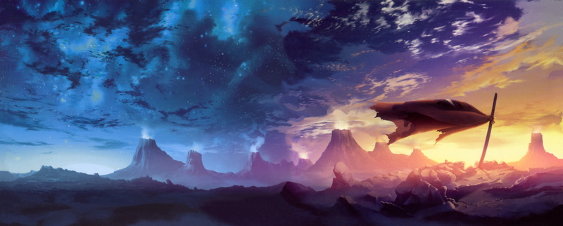 Desert, Weapon, Anime, Cloud, Fantasy, Cape, 4K, Sky, Sunset, Stars, Sword, Tengen Toppa Gurren Lagann