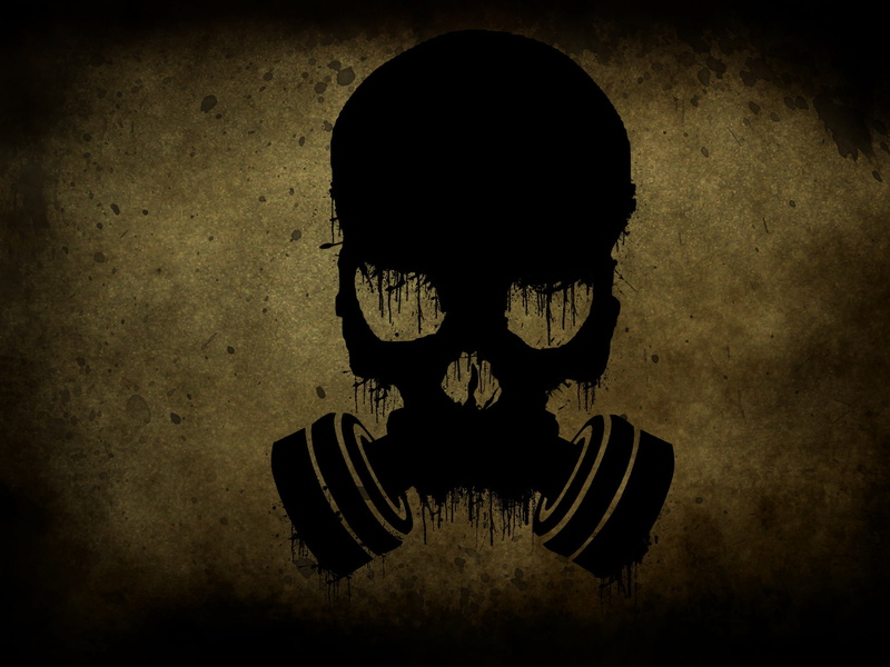 old, horror, 1080P, close-up, black Color, one person, Randy Orton, dark, scratched, front view, gas mask, illustration, dirty, bone, silhouette, old-fashioned