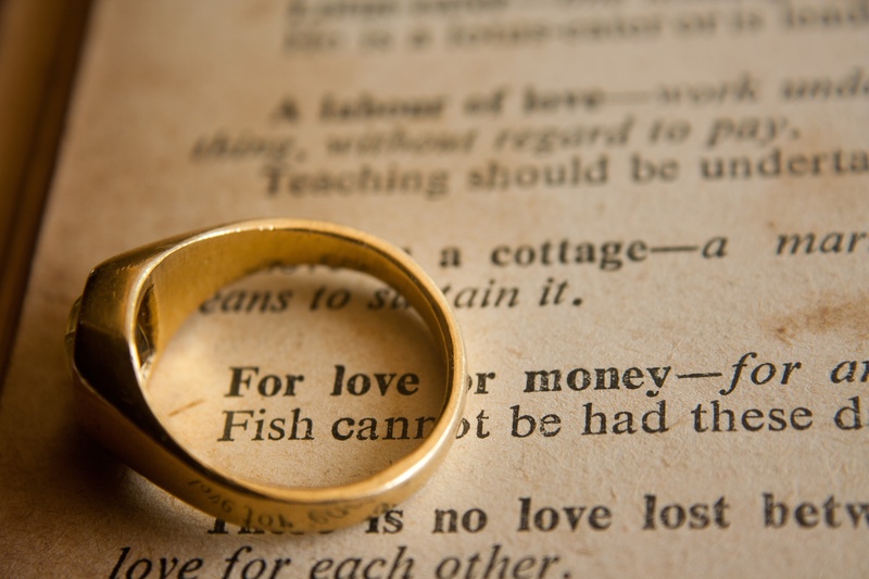 publication, colored, love or money, western script, marriage, wedding, currency, no people, phrase, making money, communication, selective, studio shot