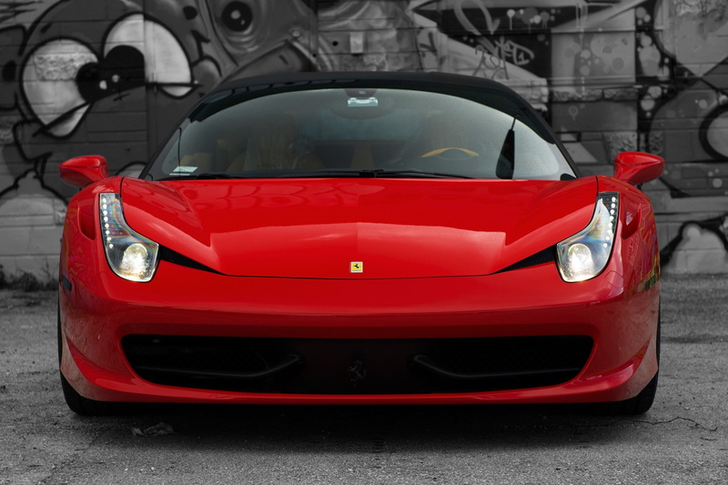 front, 1080P, Ferrari, Italy, reflection, Red, headlights, 458 italia