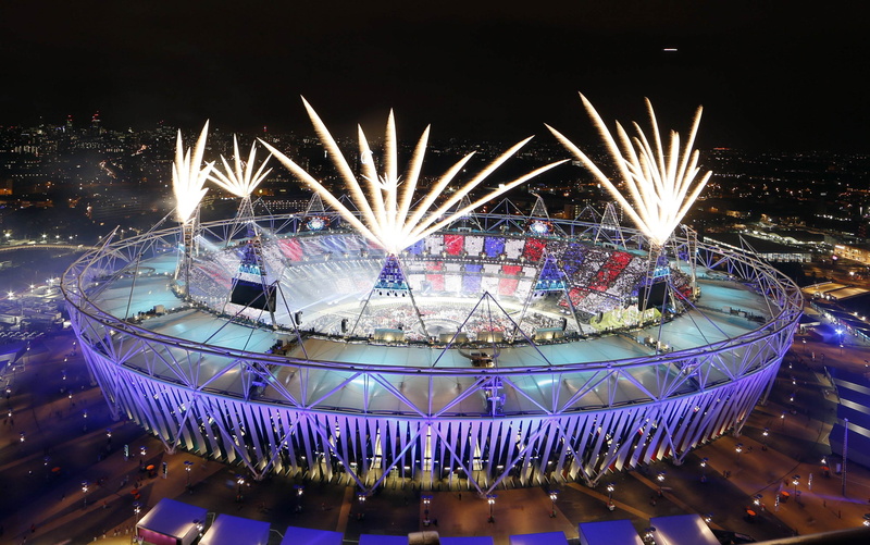 London 2012, stadium, London, the city, fireworks explode, the opening ceremony, London Olympic Stadium, 2K, illumination, London 2012 Olympic games, Salute