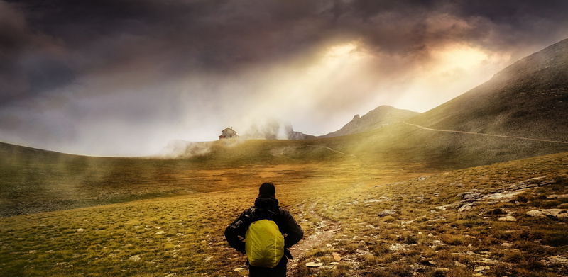mountains, hike, metaphysical, mountain range, mountaineering, spirit, journey, traveler, man, day, panoramic, outdoors, survival, adventure, cloud, olympus