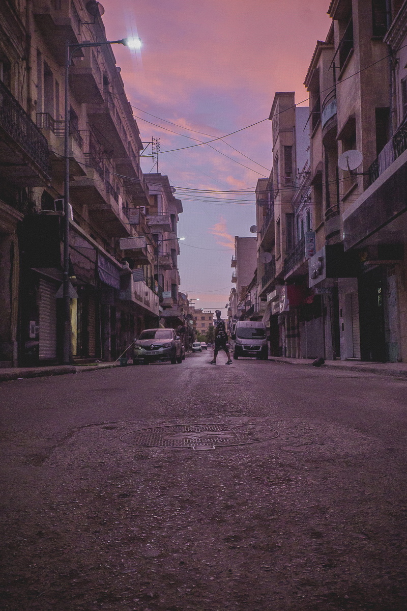sunset, ageria, architecture, incidental people, sidi bel abbes, vanishing point, city, algeria, sidi bel abbès, city life, 4K, sky, residential district