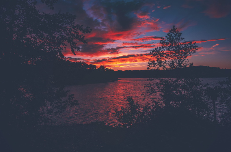 summer, fire, lake, no people, tranquil Scene, silhouette, conversation, landscape, romantic sky, water, dusk, sky, non-urban scene, tree, dragon, sea