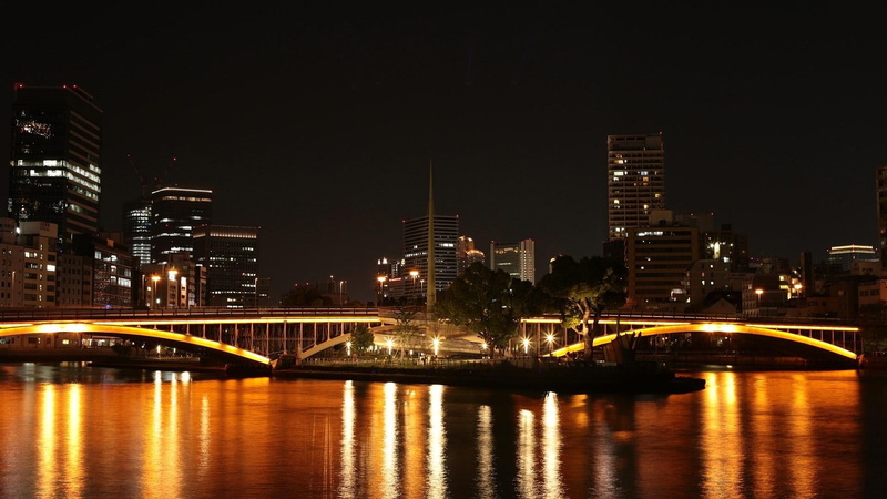 natural, waterfront, light up, nightlife, arch bridge, urban Skyline, building, bridge - Man Made Structure, office building exterior, water, no people