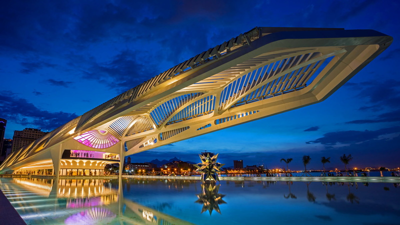 1080P, lights, night, Rio de Janeiro, Brazil, The Museum Of Tomorrow