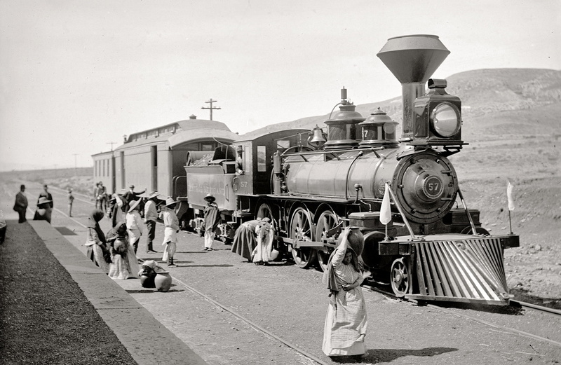 stop, train, 1890-the year, USA, 1080P, the engine, retro