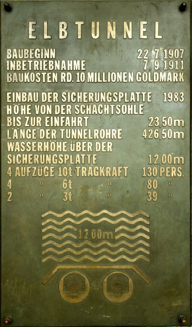 close-up, hamburg, full frame, old elbe tunnel, no people, commemorative plate, indoors, western script, communication, history, message, information sign