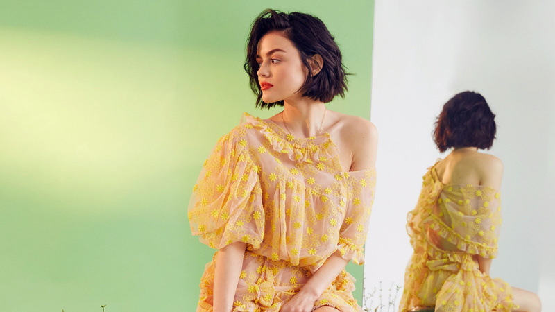 studio shot, women, beautiful woman, adult, fashion, standing, yellow, 2017, three quarter length, indoors, people, young women, two people, togetherness