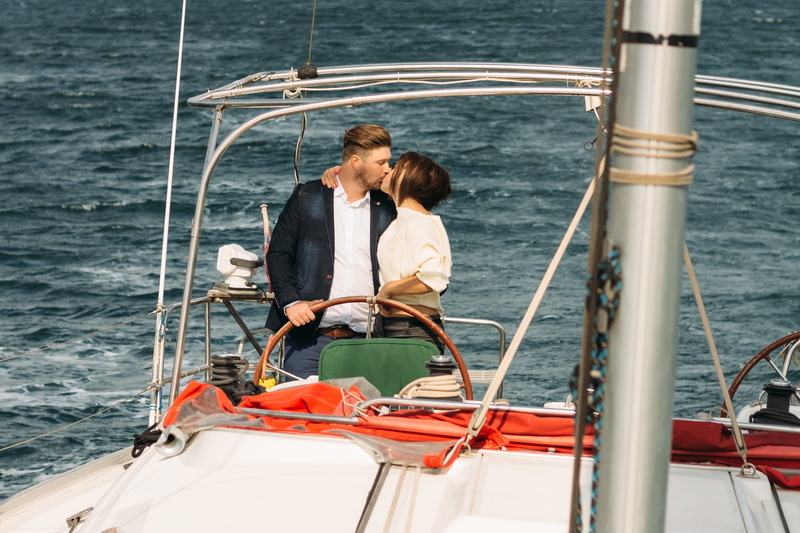 adult, heterosexual couple, luxury, date, sailing, travel, 1080P, ring, tenderness, positive emotion, fidelity, couple - relationship, water, bride, vacations
