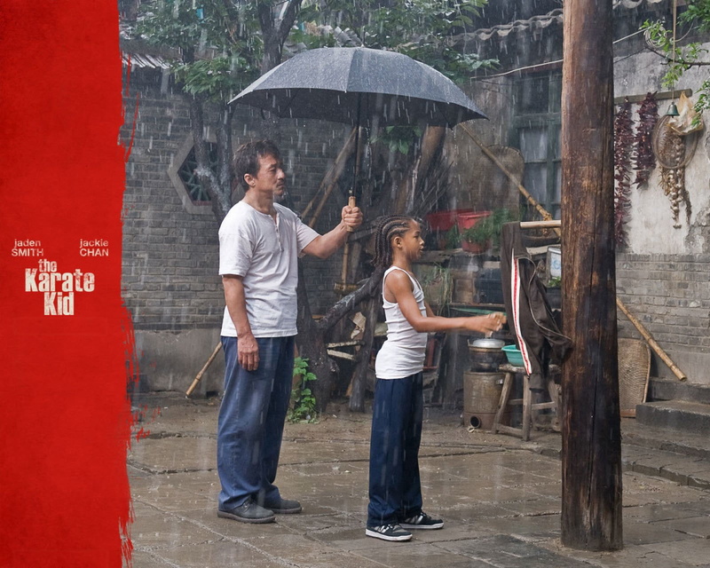 people, adult, rain, outdoors, real people, standing, kid, Movie, The Karate Kid, mid adult, screenshot, women, Jaden Smith, The Karate Kid (2010), togetherness