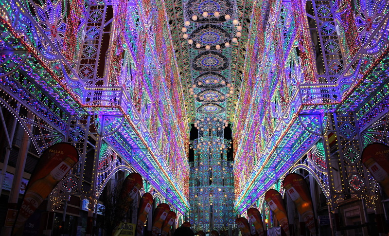 pattern, spirituality, building exterior, celebration, calles iluminadas, illuminated, valencia, incidental people, ceiling, travel destinations, belief