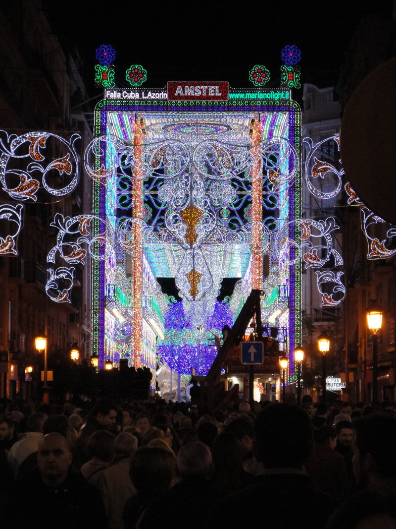 multi colored, valencia, built structure, light, glowing, illuminated, festival, large group of people, lifestyles, architecture, celebration, artistic