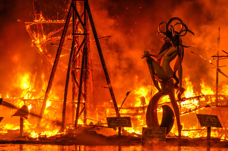 4K, wood, cream, occupation, demon, architecture, ninot, glowing, sign, night, destruction, industry, flame, no people, loss, paperboard, alicante, heat - temperature