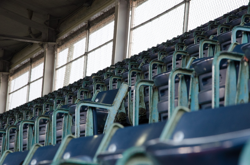 cubs, bleachers, low angle view, seat, failure, industry, empty, surface level, wrigley field, building, chairs, 4K, selective focus, chicago, domestic room