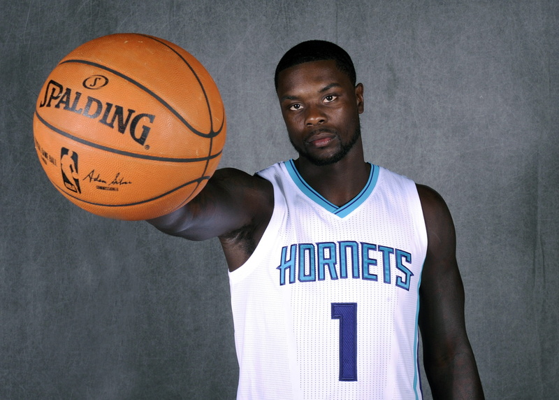 lifestyles, teenage boys, one person, men, NBA, indoors, basketball player, leisure activity, looking at camera, Charlotte Hornets, front view, 2K, basketball - ball
