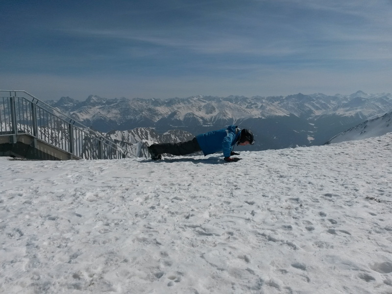 real people, cold, ski area, snow, one animal, sky, scenics - nature, extreme Sports, sporty, nature, pushups, skiers, leisure activity, lifestyles, mountain range