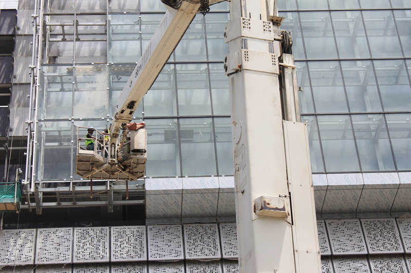 project, one person, business, day, glass, industry, window, teamwork, low angle view, clean, development, 4K, construction industry, building exterior