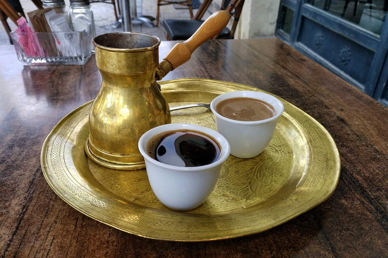 indoors, close-up, refreshment, brass, kitchen utensil, food, tea cup, coffee table, rustic, cup, coffee pot, ready-to-eat, tray, israel, coffee, coffee - drink