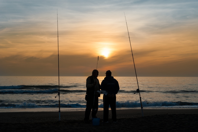water, beach, Clouds, togetherness, fishing, nature, scenics - nature, lifestyles, standing, 4K, beauty in nature, Horizon, land, bonding, Beach, real people