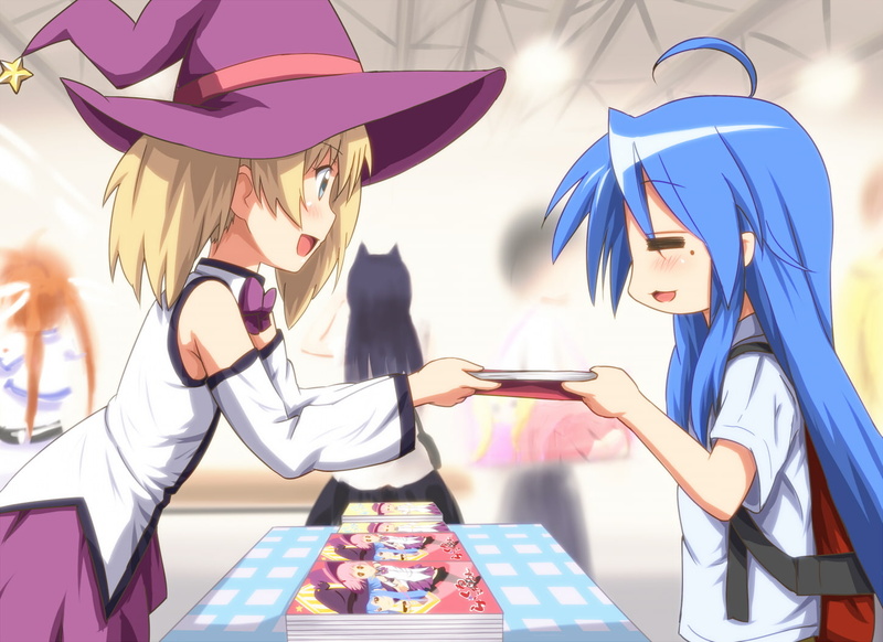 lyrical, 720P, konata, takamachi, toshinou, gokou, shoujo, lucky, diesel turbo, kyouko, star, izumi, mahou, yuri, nanoha, hat, crossover, ruri, yuru