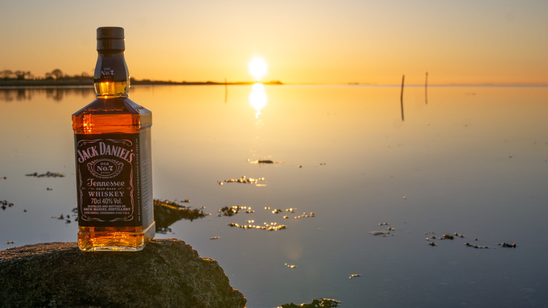 mothernatyre, sunset, reflection, humble, bottle, red, 5K, green, colors, sea, color, tranquil scene, summer, tranquility, blue, beach, land, scenics - nature