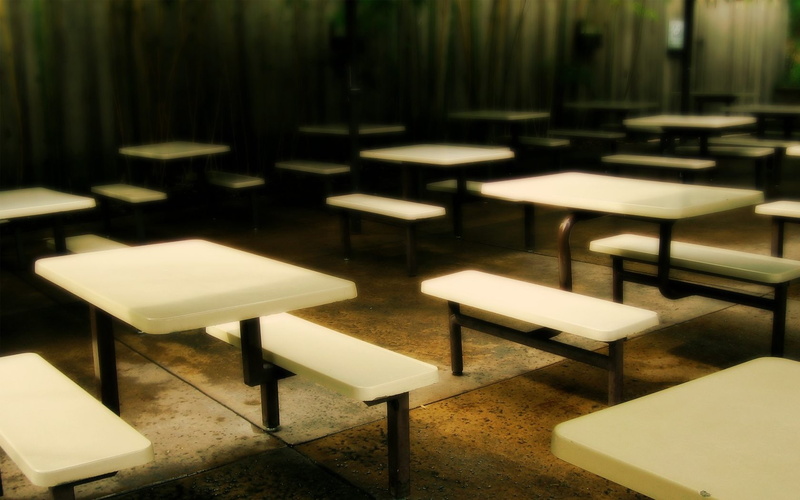 bench, table, room, 720P, digital art