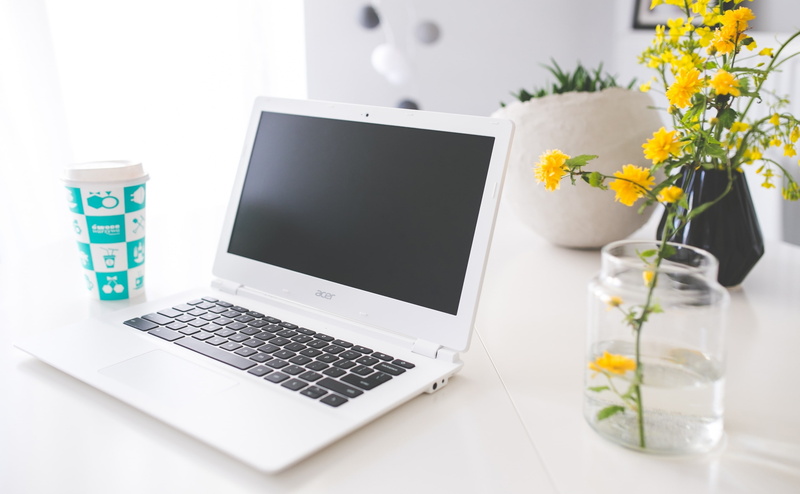 Notebook, Laptop, still life, flower, study, Hardware, indoors, Device, Business, freshness, Computer, water, table, mockup, Tech, furniture, vase, flowering plant