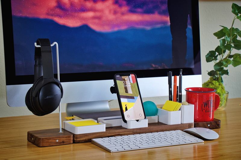 business, computer, equipment, modern desk, modern desk setup, office, black, smartphone, desktop setup, backgrounds, mobile, creativity, headphone, office desk