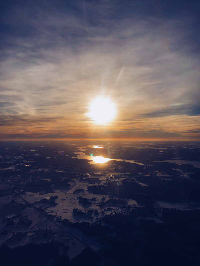 dawn, from above, dusk, iphonex, flare, sweden, cloudscape, sunbeam, landscape, 4K, cloud - sky, idyllic, scenics - nature, sky, lens flare, environment