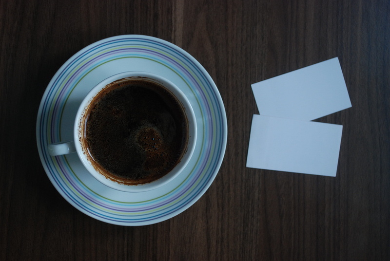 blank, the drink, 4K, office, office supplies, mug, business card, freshness, non-alcoholic beverage, table, no people, cafe, high angle view, wood - material
