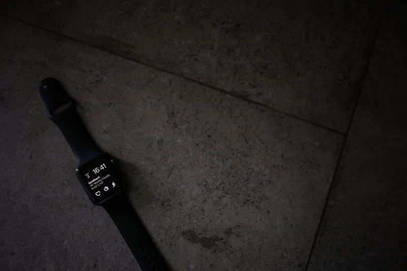 high angle view, sports, 5K, textured, close-up, smart watch, communication, directly above, watch, brown, tile, text, space, day, city, no people, still life