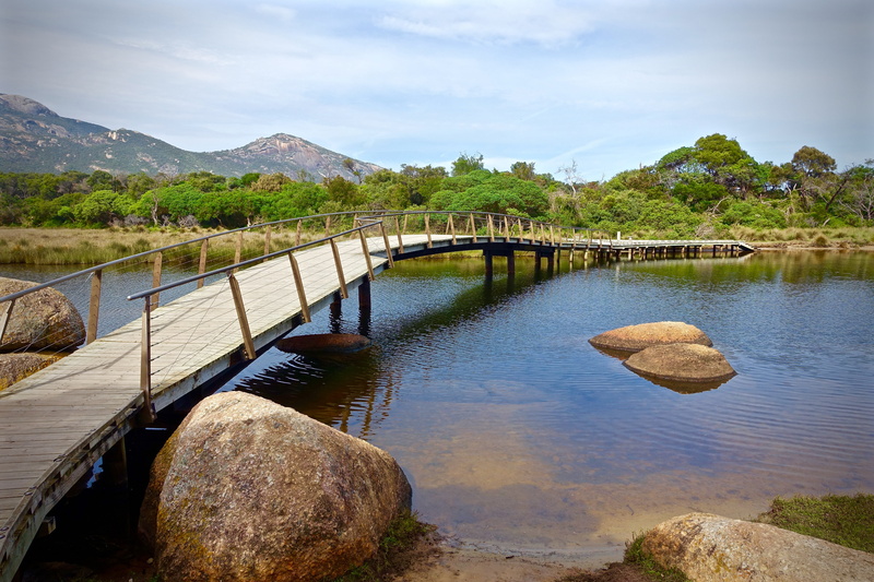 river, scenic, tidal river, bridge, landscape, solid, flowing water, cloud - sky, sky, bridge - man made structure, scenery, nature, wilsons promontory