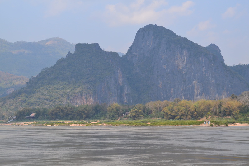 transportation, laos, tranquil scene, mountain, sea, mode of transportation, outdoors, day, water, no people, beauty in nature, mountain peak, sky, tranquility