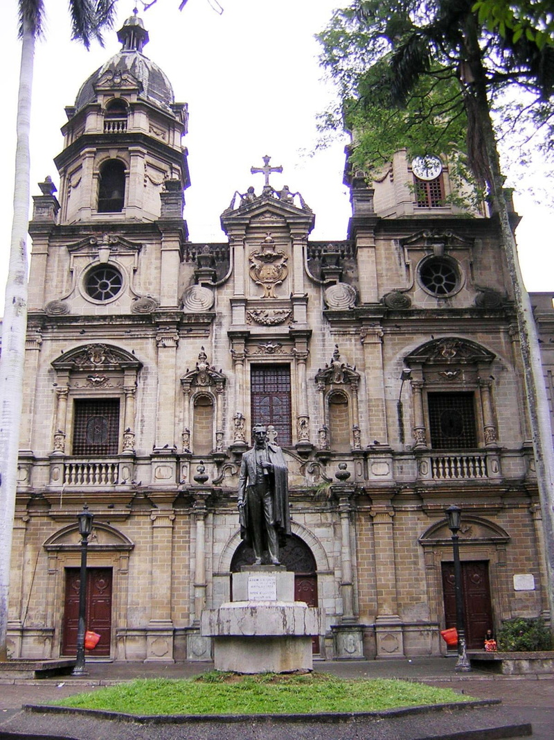 no people, facade, photos, colonial architecture, low angle view, church, Medellin, building exterior, outdoors, place of worship, chapel, belief, religion