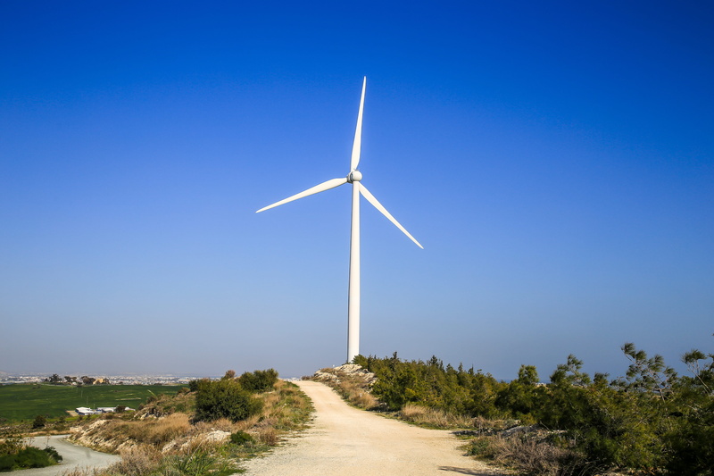 invention, trees, power supply, wind power, dirt road, environmental, copy space, environment, propellers, blades, outdoors, nature, generator, sustainable resources