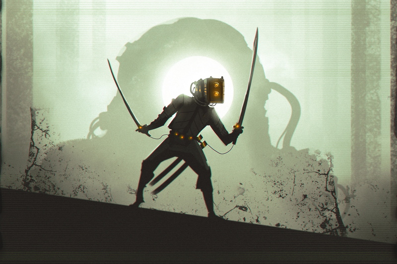 scuba, 2K, katana, cyberpunk