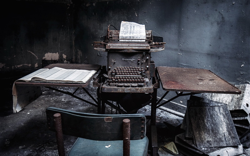 ruin, abandoned, typewriters, ruins, 1080P