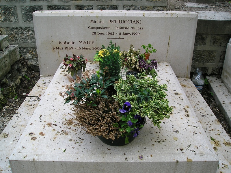 communication, michel antoine petrucciani, western script, cemetery, flowers, in memoriam, tomb, paris, non-western script, his wife, outdoors, french