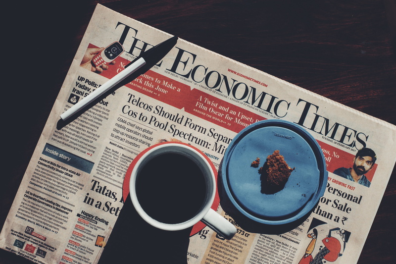 newspaper, mug, freshness, sign, close-up, Coffee cup, still life, text, indoors, breakfast, cup, refreshment, no people, black background, table, food/Drink