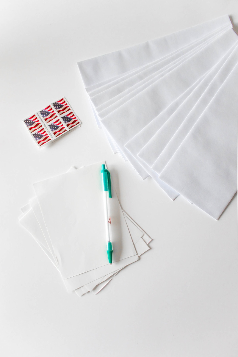 sign, retractable, 4K, craft, pen, teal, usa, white color, document, white, still life, table, high angle view, American flag, copy space, blank, empty