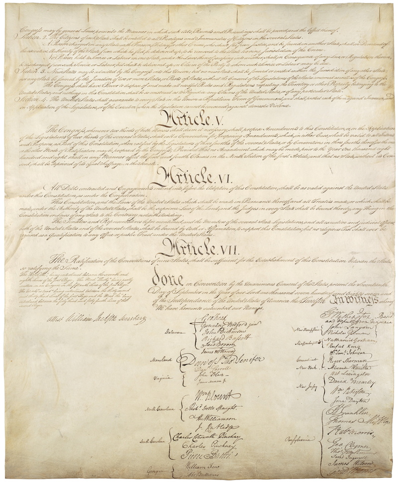 article v, close-up, damaged, article 5, september 17 1787, united states, correspondence, federal republic, printer, antique, history, retro styled, separation of powers