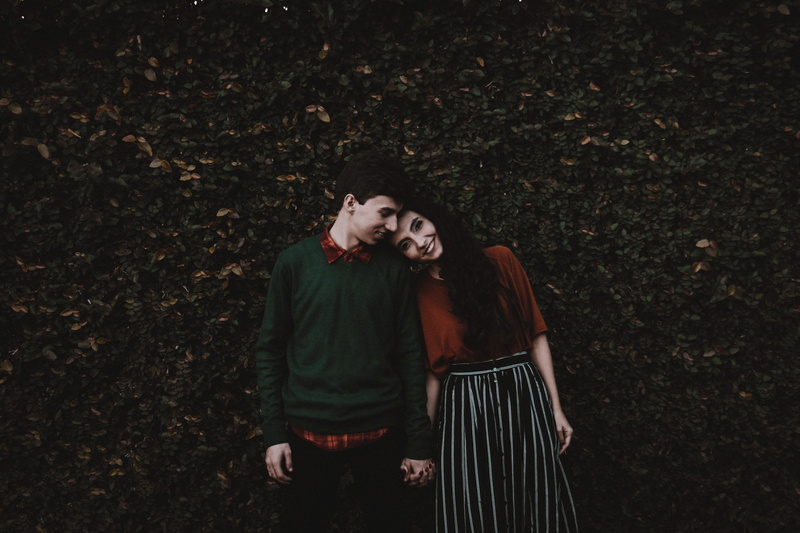 fashion, brown, happiness, emotion, outdoors, guy, three quarter length, green, plants, young men, woman, nature, man, young women, lifestyles, bonding