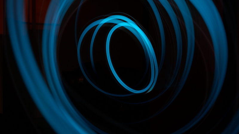 blue, circle, lines, long exposure, shape, indoors, abstract, lights, geometric shape, close-up, black background, electricity, art, creativity, concentric